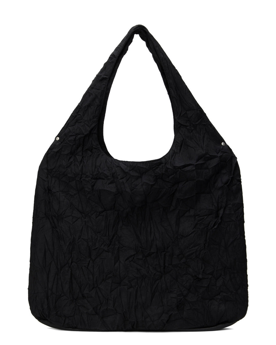 Black cut off round tote bag