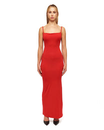 Red Plunging V-Neck Maxi Dress