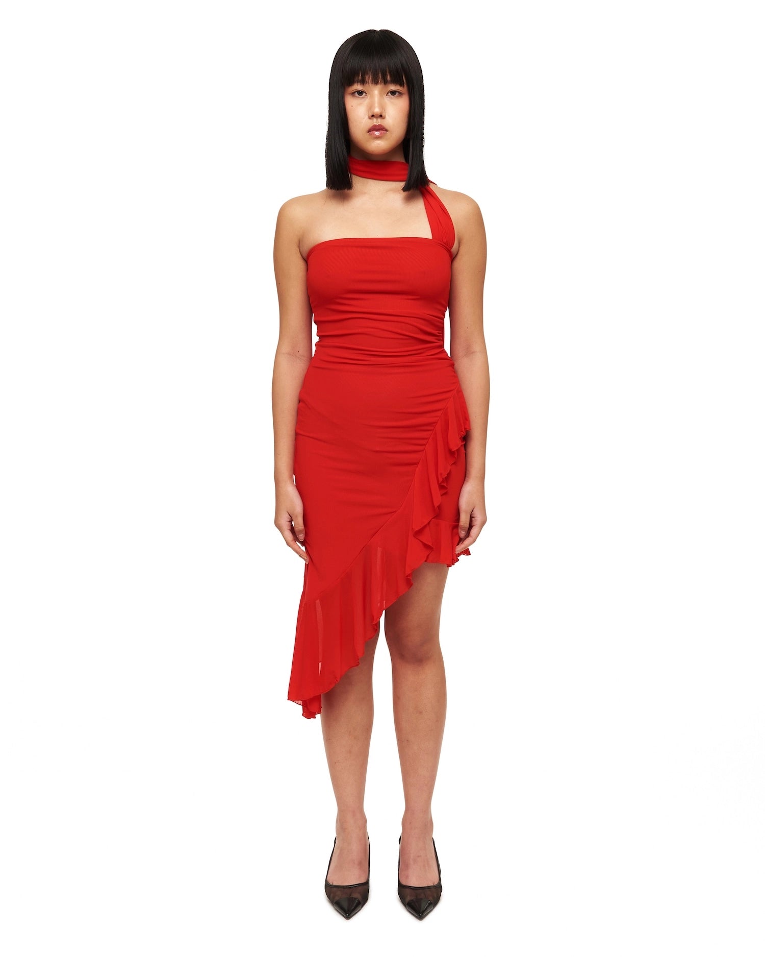 Red Wrapped Sleeveless Minidress