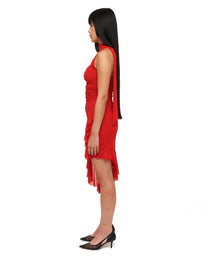 Red Wrapped Sleeveless Minidress