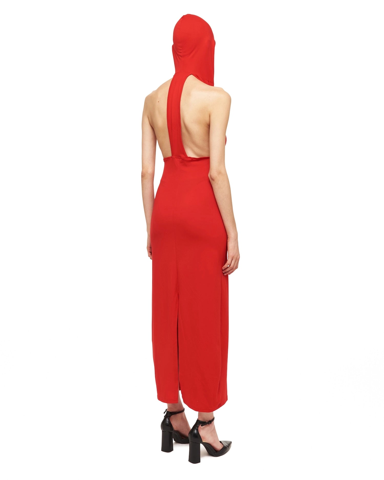 Red Hood V-Neck Maxi Dress