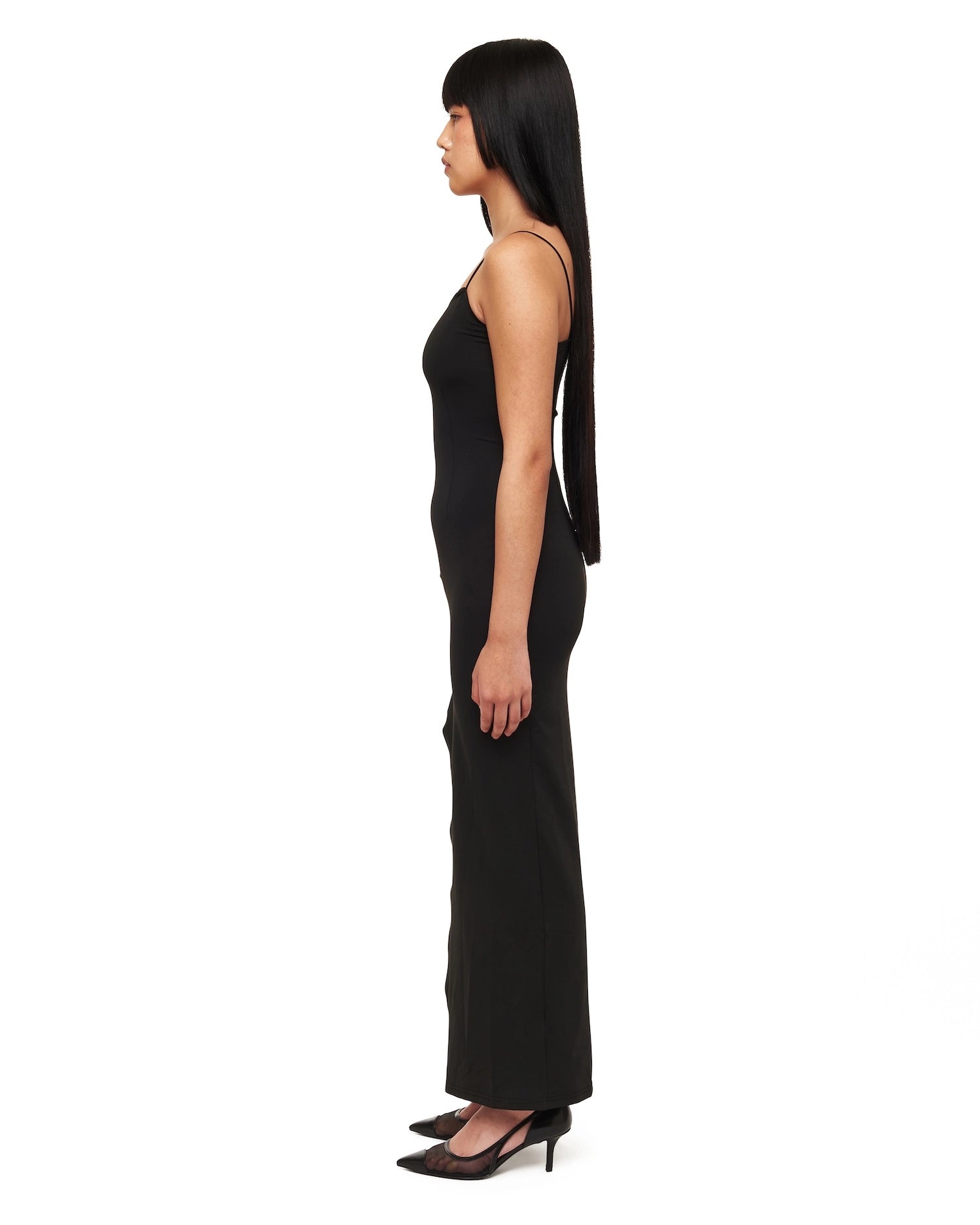 Black Twisted Drape Sheer Maxi Dress