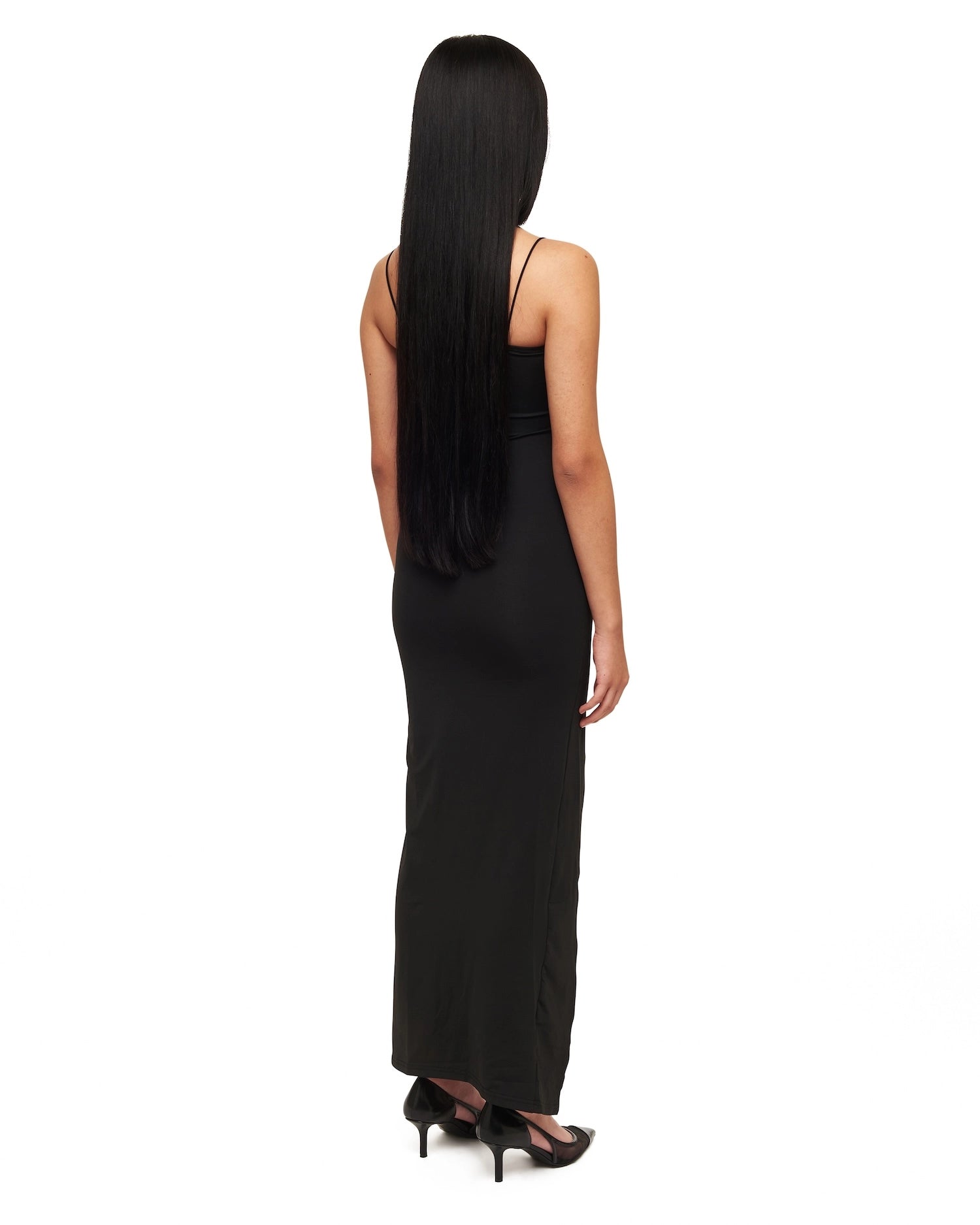 Black Twisted Drape Sheer Maxi Dress