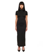 Black Twisted Drape Sheer Maxi Dress