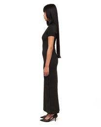 Black Twisted Drape Sheer Maxi Dress