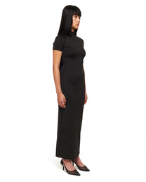 Black Twisted Drape Sheer Maxi Dress