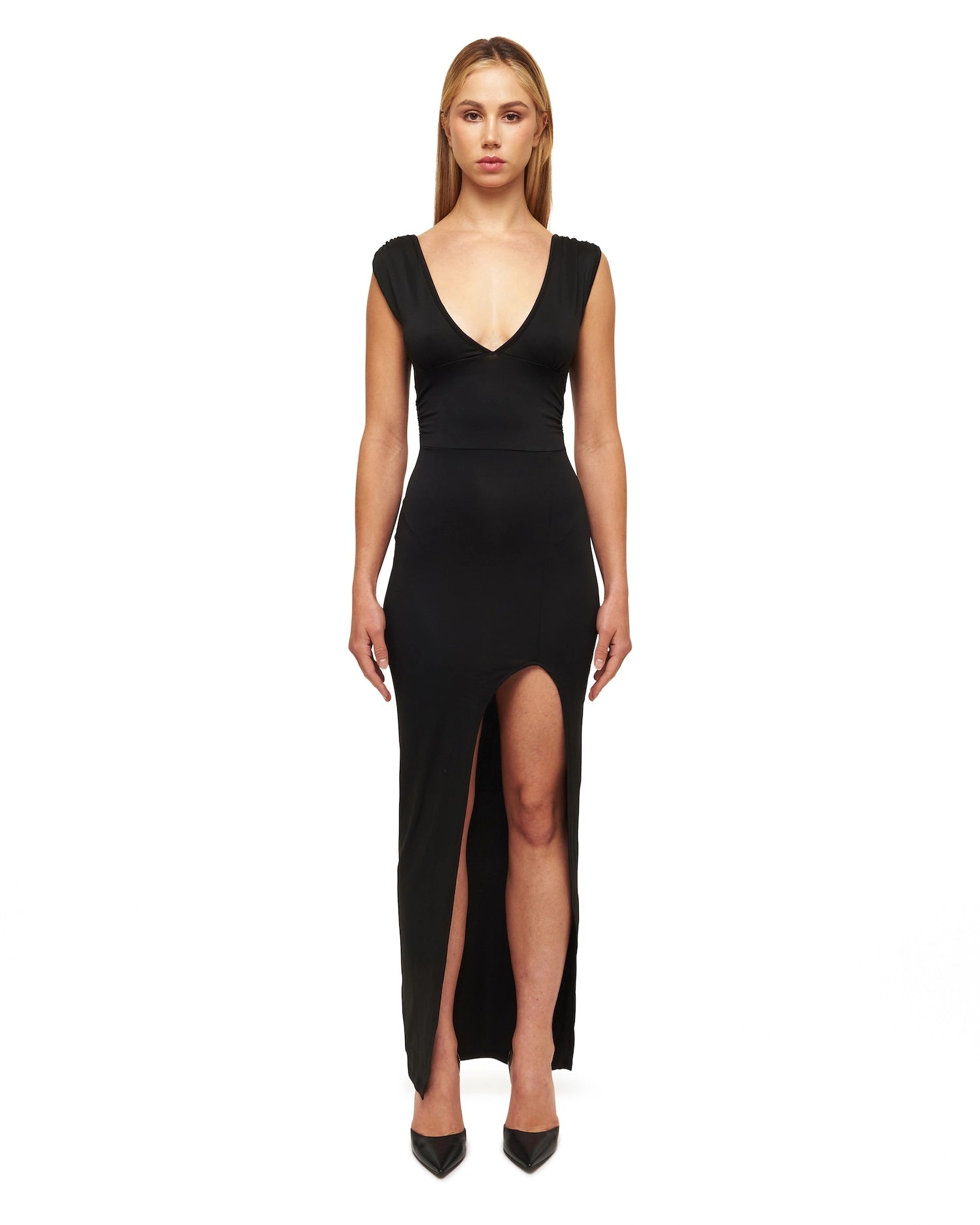 Black V-Neck Maxi Dress
