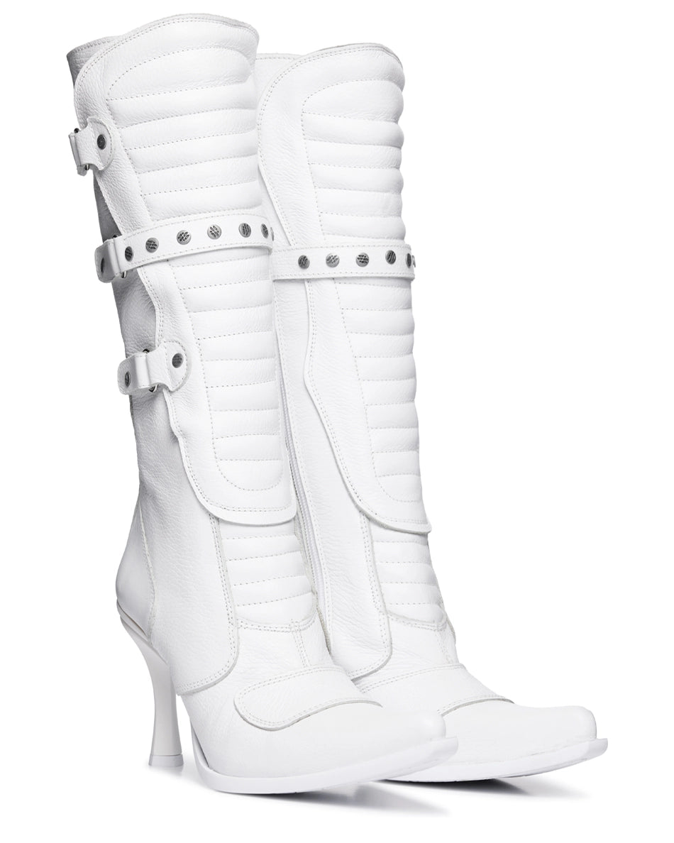 White Biker Boots